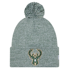 Milwaukee Bucks Marled Cuffed Knit Hat with Pom - Hunter Green | New Era for sale