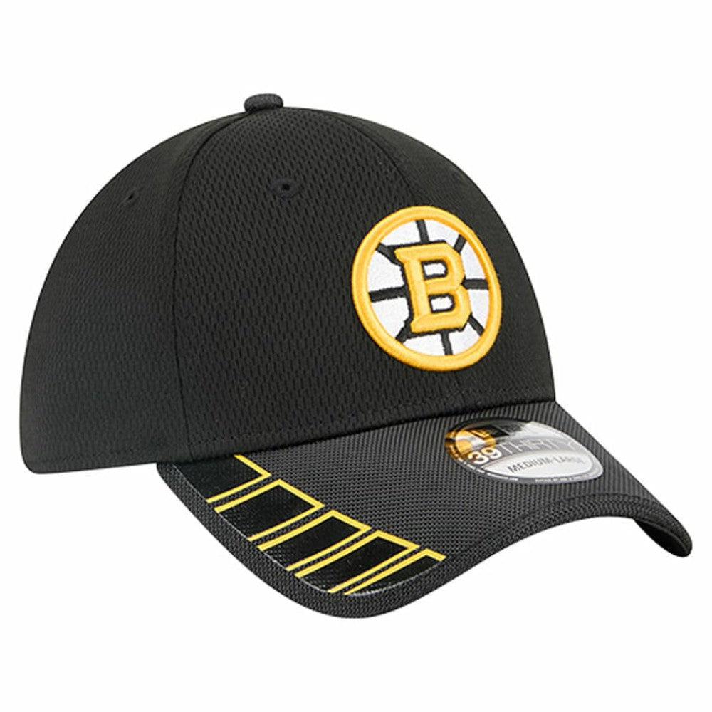 Boston Bruins New Era Visor Hit 39THIRTY Flex Hat Black