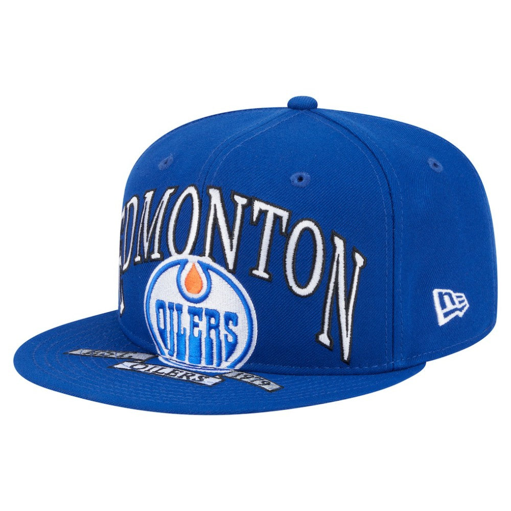 Edmonton Oilers New Era Oversized Vintage Arch 59Fifty Fitted Hat Royal