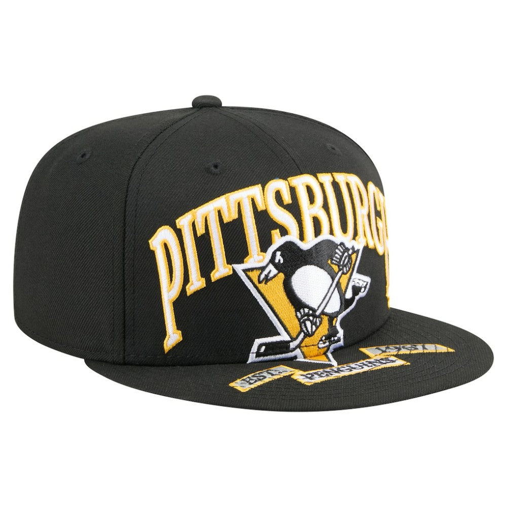 Pittsburgh Penguins New Era Oversized Vintage Arch 59Fifty Fitted Hat Black
