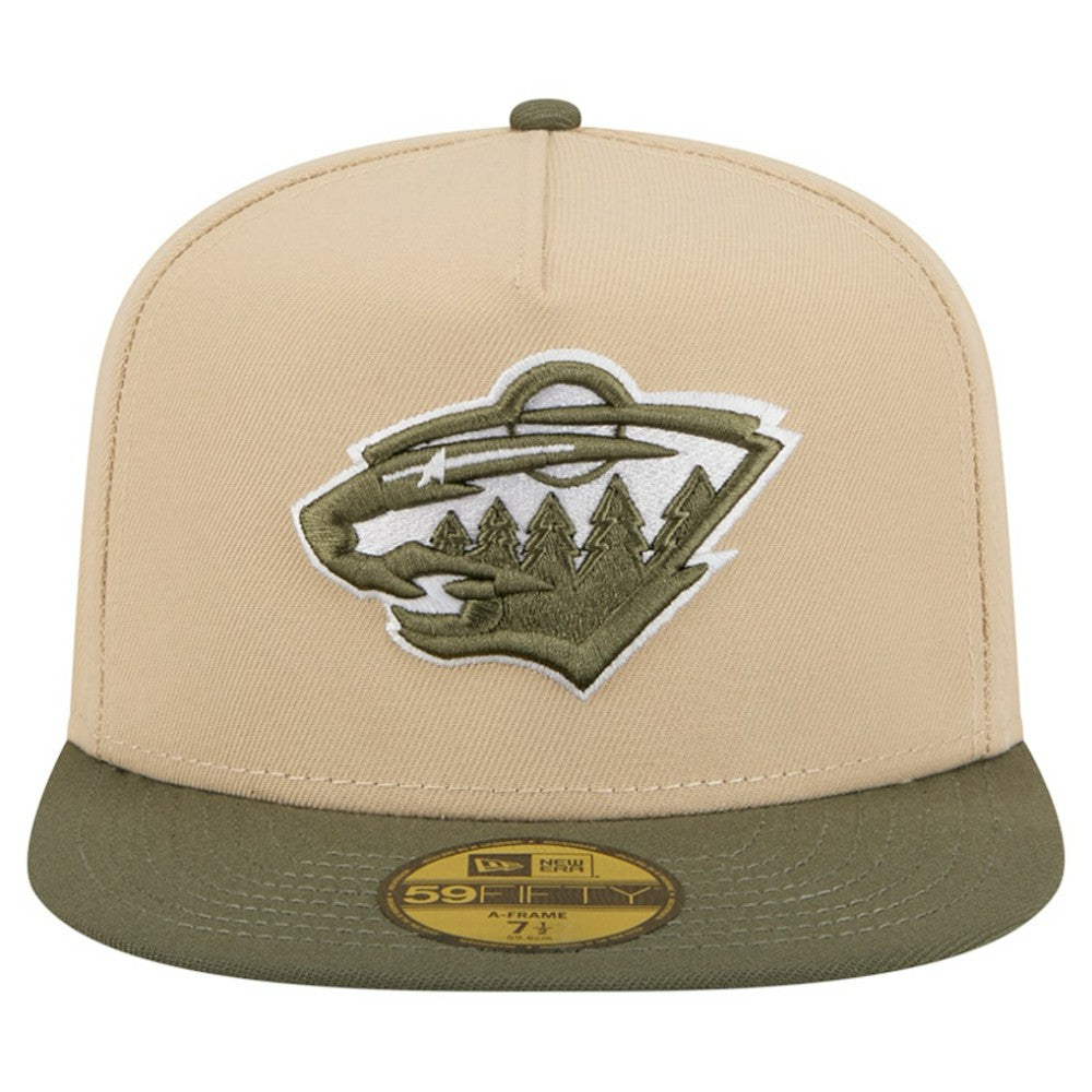 Minnesota Wild New Era Color Pack Two-Tone 59FIFTY A-Frame Fitted Hat Tan/Olive