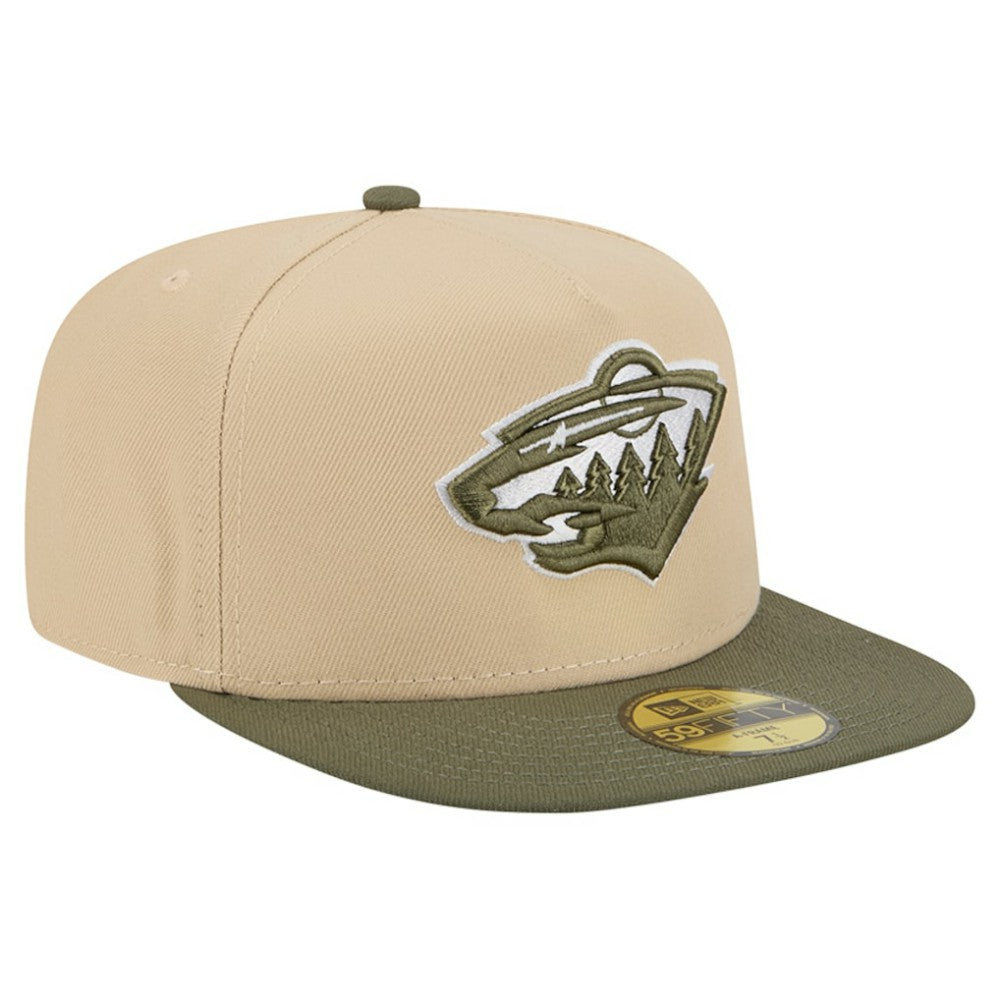 Minnesota Wild New Era Color Pack Two-Tone 59FIFTY A-Frame Fitted Hat Tan/Olive