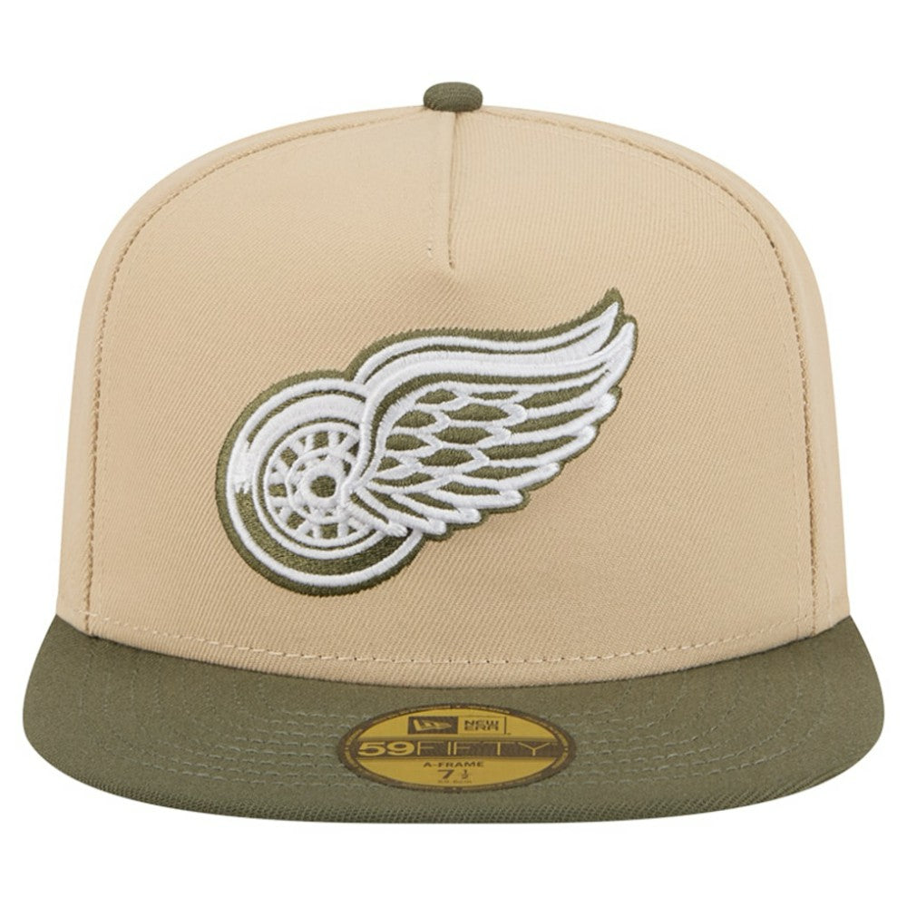 Detroit Red Wings New Era Color Pack Two-Tone 59FIFTY A-Frame Fitted Hat Tan/Olive
