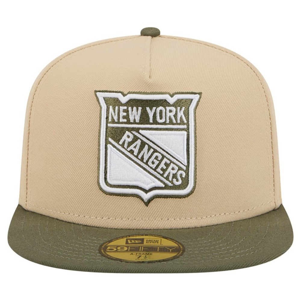 New York Rangers New Era Color Pack Two-Tone 59FIFTY A-Frame Fitted Hat Tan/Olive