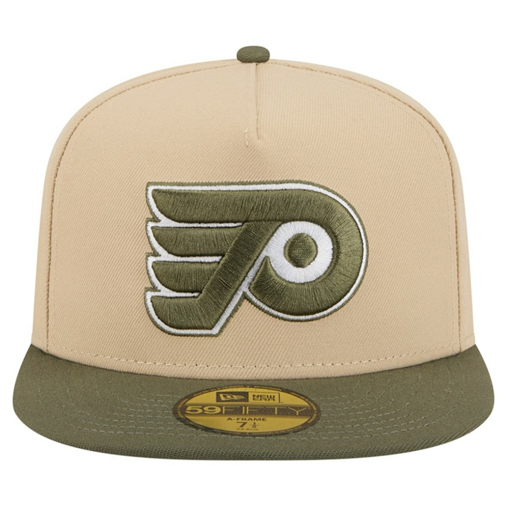 Philadelphia Flyers New Era Color Pack Two-Tone 59FIFTY A-Frame Fitted Hat Tan/Olive