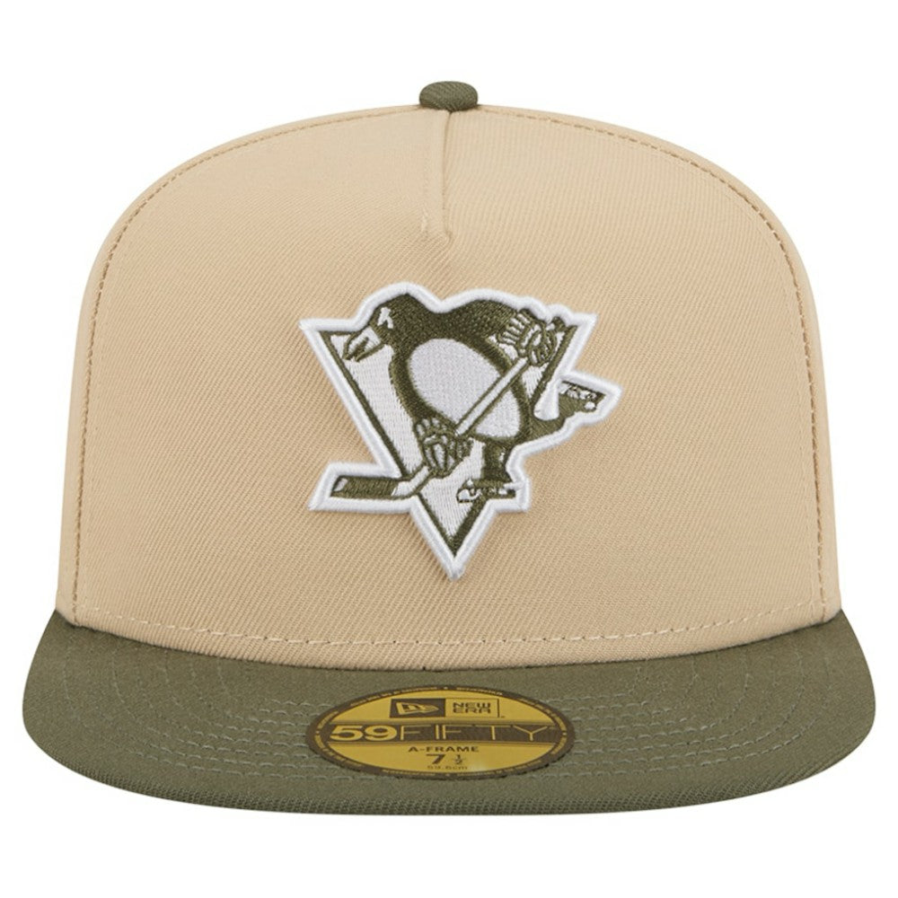 Pittsburgh Penguins New Era Color Pack Two-Tone 59FIFTY A-Frame Fitted Hat Tan/Olive