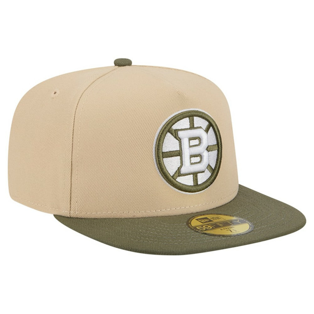 Boston Bruins New Era Color Pack Two-Tone 59FIFTY A-Frame Fitted Hat Tan/Olive