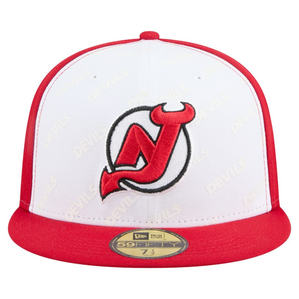 New Jersey Devils New Era Repeat Two-Tone 59FIFTY Fitted Hat White/Red