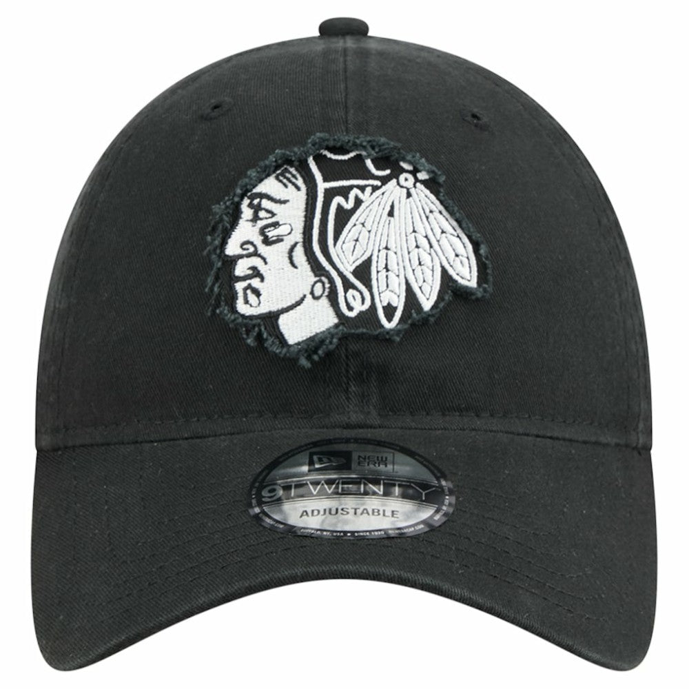 Chicago Blackhawks New Era Stamp Fabric Applique 9TWENTY Adjustable Hat Black
