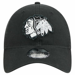 Chicago Blackhawks New Era Stamp Fabric Applique 9TWENTY Adjustable Hat Black