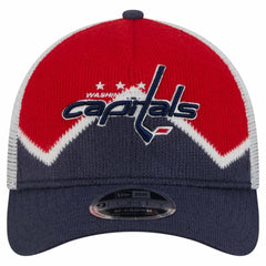 Washington Capitals New Era Hockey Sock 9FORTY A-Frame M-Crown Adjustable Trucker Hat Navy/Red