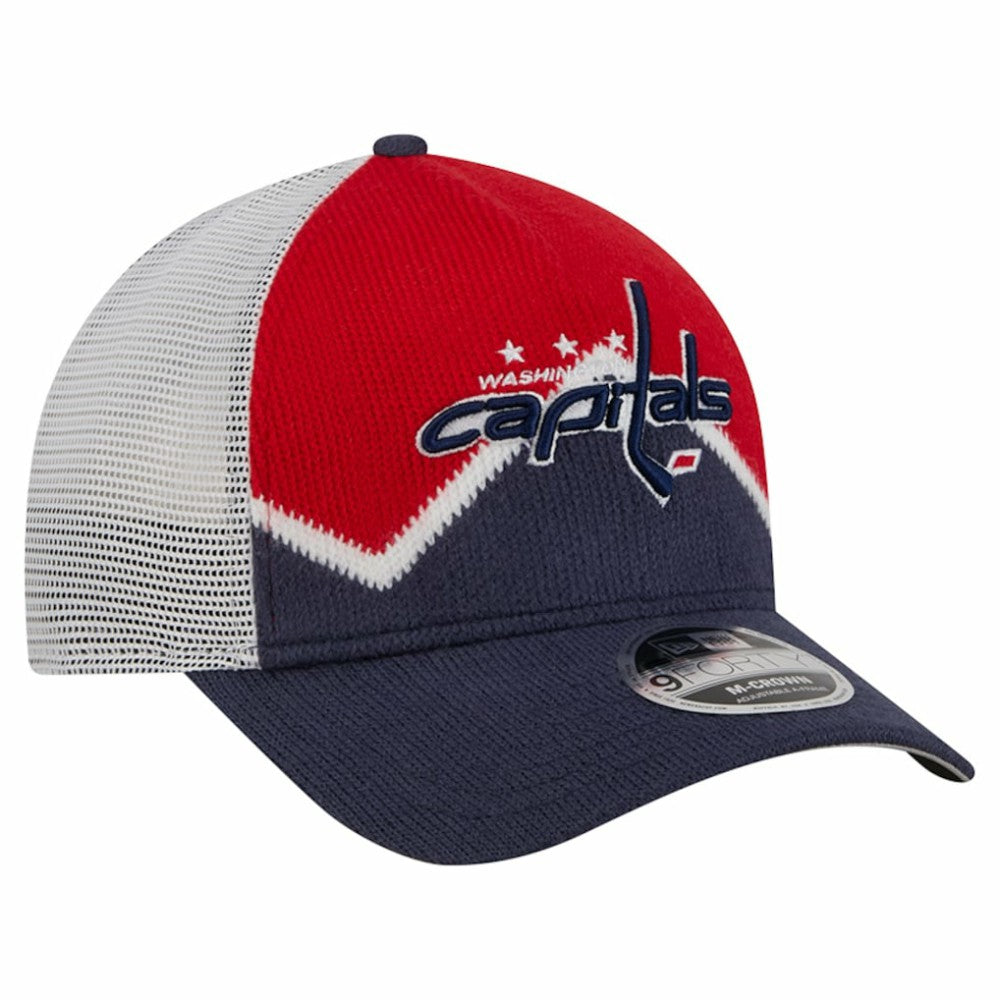 Washington Capitals New Era Hockey Sock 9FORTY A-Frame M-Crown Adjustable Trucker Hat Navy/Red