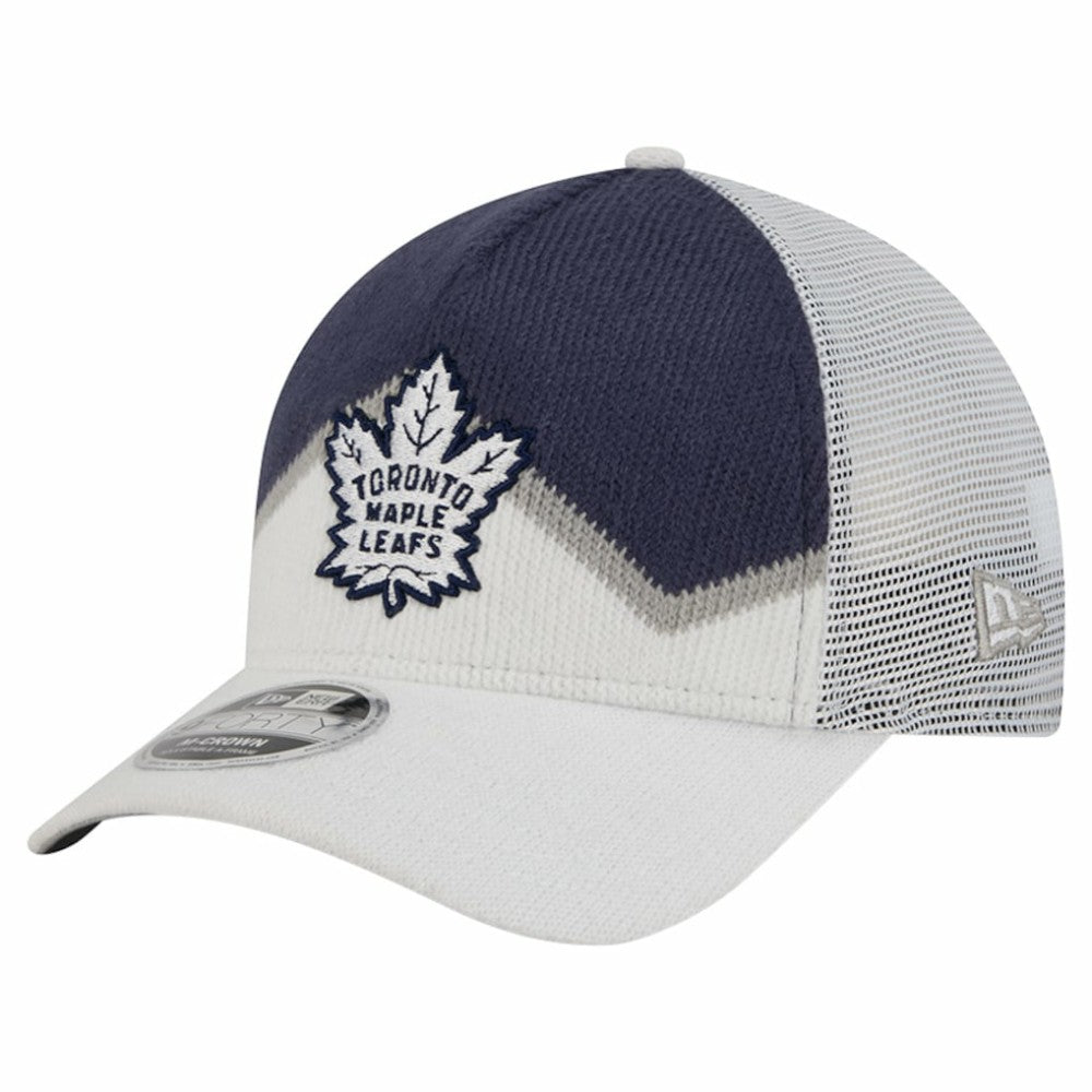 Toronto Maple Leafs New Era Hockey Sock 9FORTY A-Frame M-Crown Adjustable Trucker Hat White/Blue