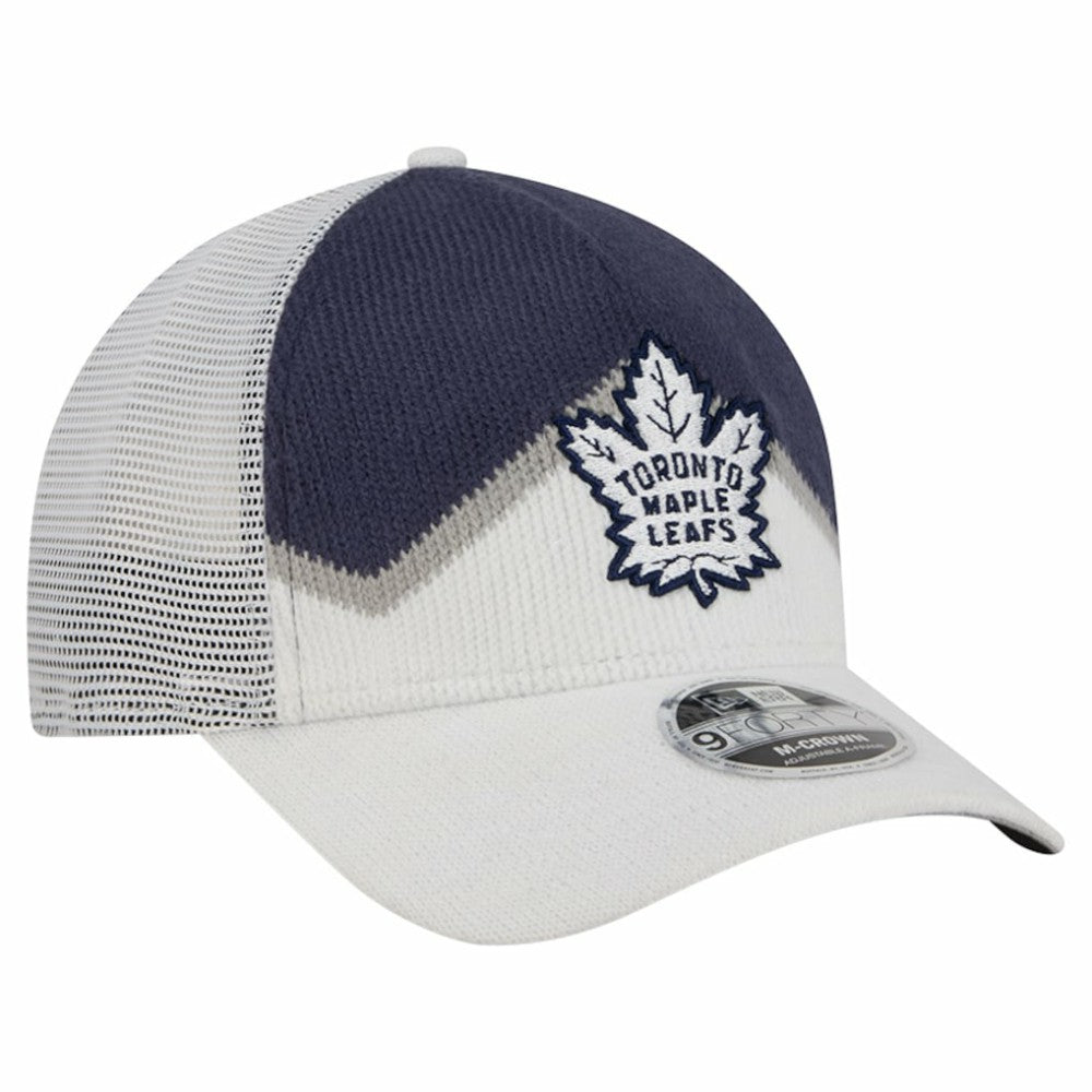 Toronto Maple Leafs New Era Hockey Sock 9FORTY A-Frame M-Crown Adjustable Trucker Hat White/Blue