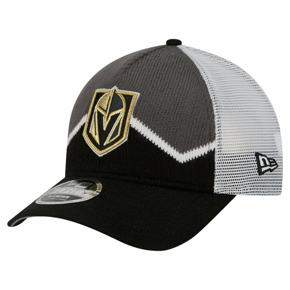 Vegas Golden Knights New Era Hockey Sock 9FORTY A-Frame M-Crown Adjustable Trucker Hat Black/Gray