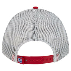 New York Rangers New Era Hockey Sock 9FORTY A-Frame M-Crown Adjustable Trucker Hat Red/Blue
