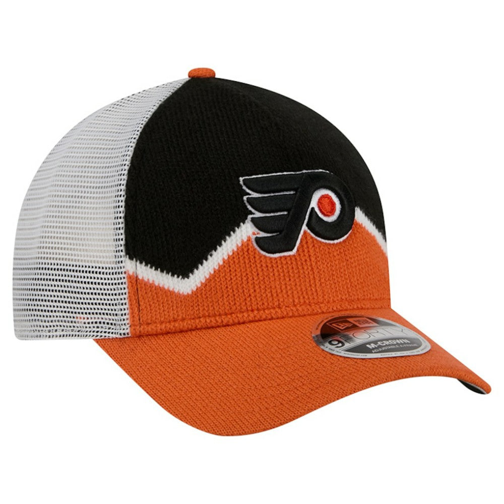 Philadelphia Flyers New Era Hockey Sock 9FORTY A-Frame M-Crown Adjustable Trucker Hat Orange/Black