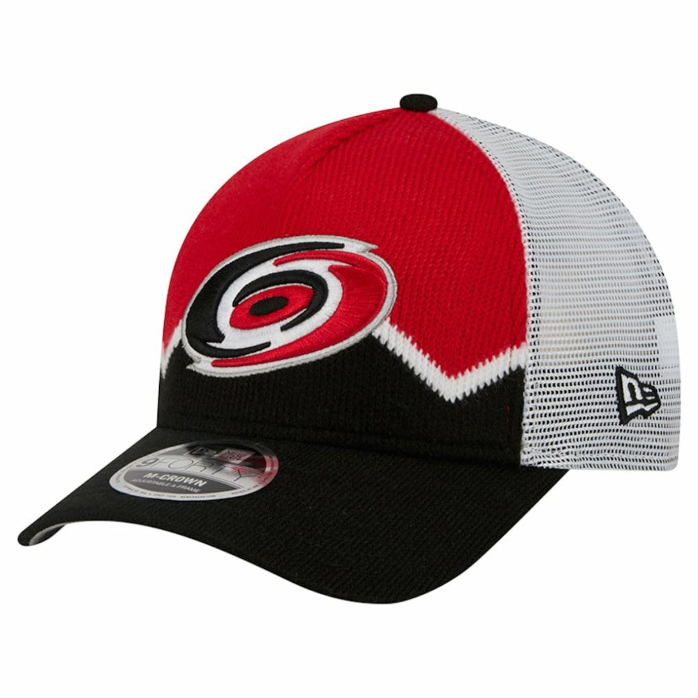 Carolina Hurricanes New Era Hockey Sock 9FORTY A-Frame M-Crown Adjustable Trucker Hat Black/Red