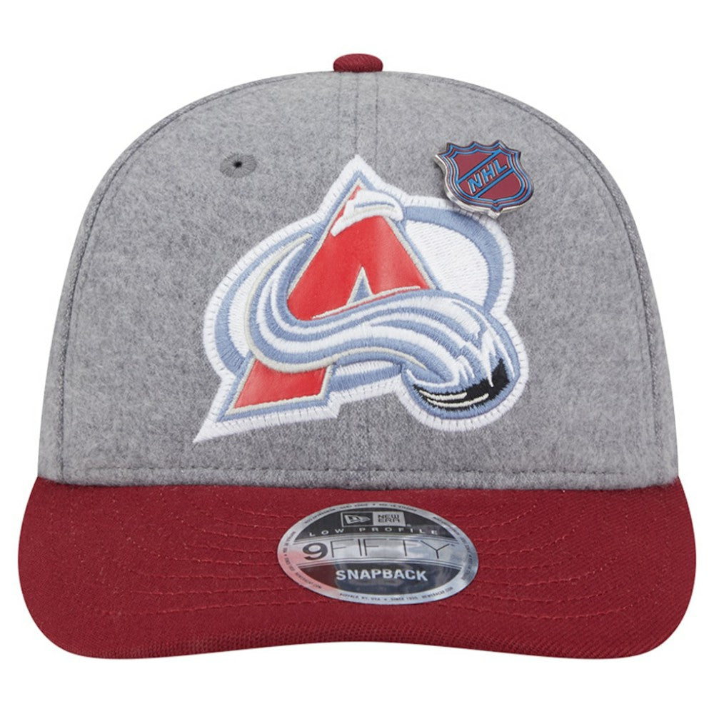 Colorado Avalanche New Era Wool Pin Low Profile 9FIFTY Snapback Hat Gray/Burgundy