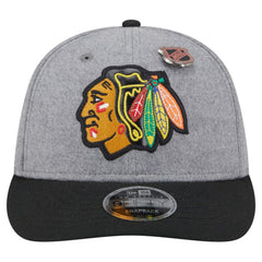 Chicago Blackhawks New Era Wool Pin Low Profile 9FIFTY Snapback Hat Gray/Black