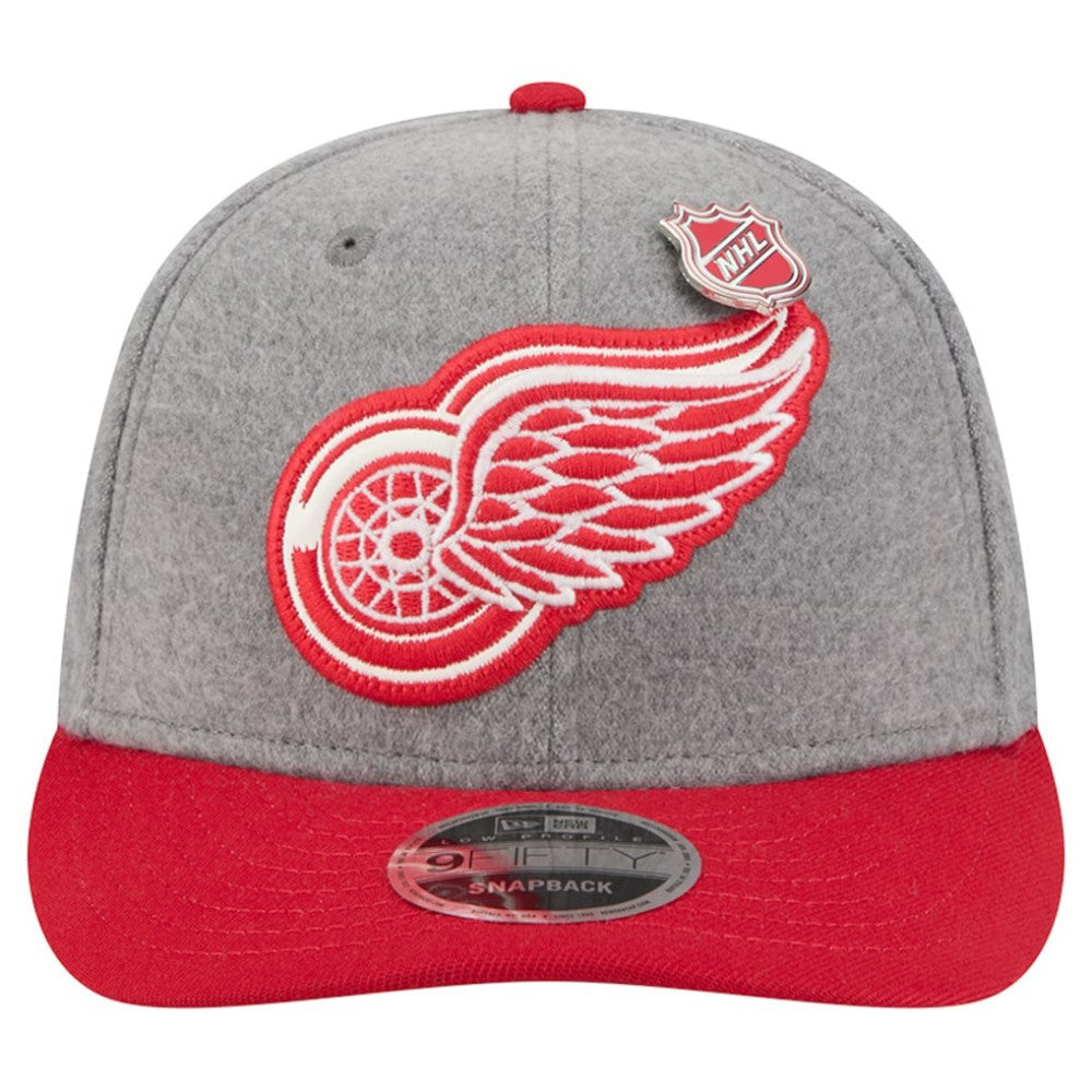 Detroit Red Wings New Era Wool Pin Low Profile 9FIFTY Snapback Hat Gray/Red