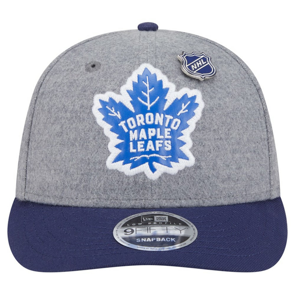 Toronto Maple Leafs New Era Wool Pin Low Profile 9FIFTY Snapback Hat Gray/Blue