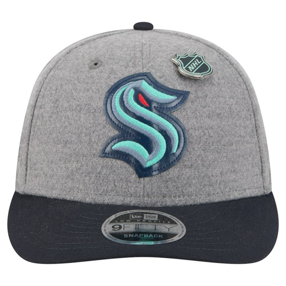 Seattle Kraken New Era Wool Pin Low Profile 9FIFTY Snapback Hat Gray/Deep Sea Blue