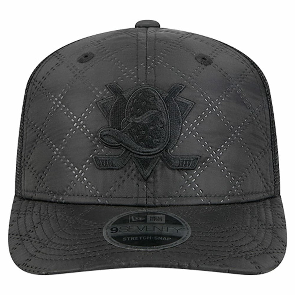 Anaheim Ducks New Era Quilted Nylon 9SEVENTY Adjustable Trucker Hat Black