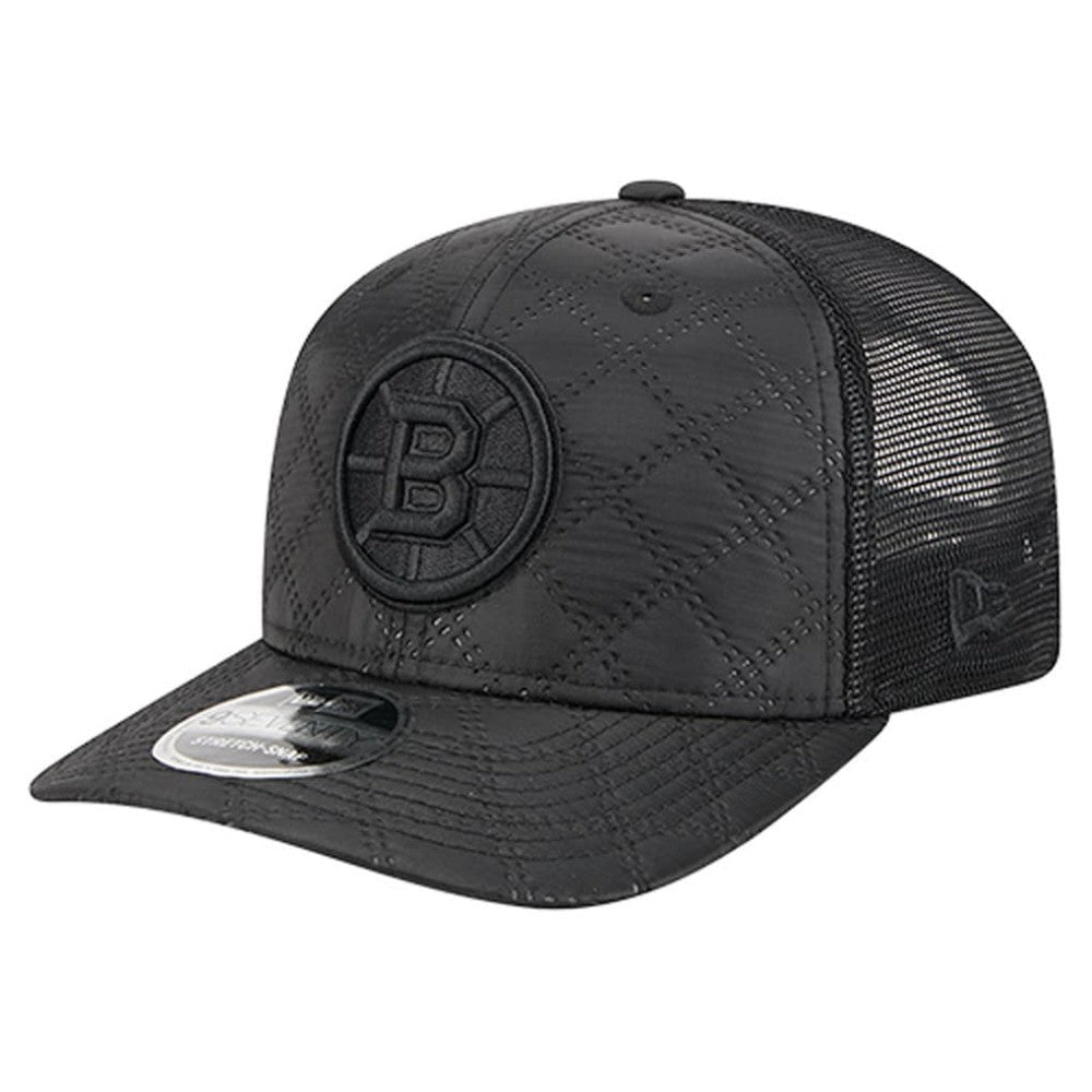 Boston Bruins New Era Quilted Nylon 9SEVENTY Adjustable Trucker Hat Black