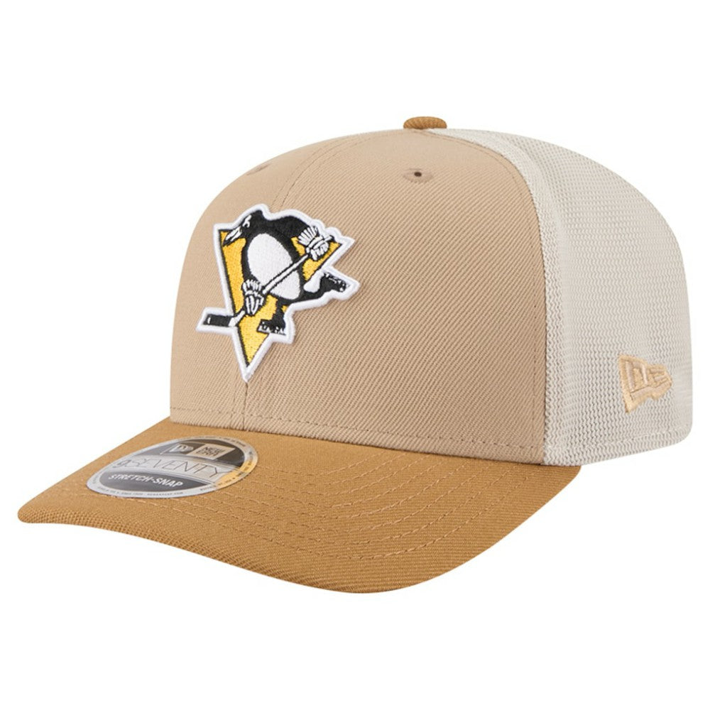 Pittsburgh Penguins New Era Two-Tone Trucker 9SEVENTY Stretch Snap Adjustable Hat Tan/Light Brown