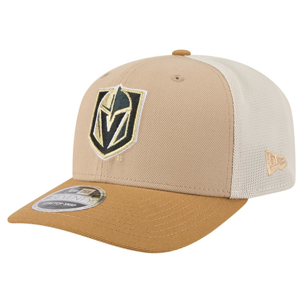 Vegas Golden Knights New Era Two-Tone Trucker 9SEVENTY Stretch Snap Adjustable Hat Tan/Light Brown