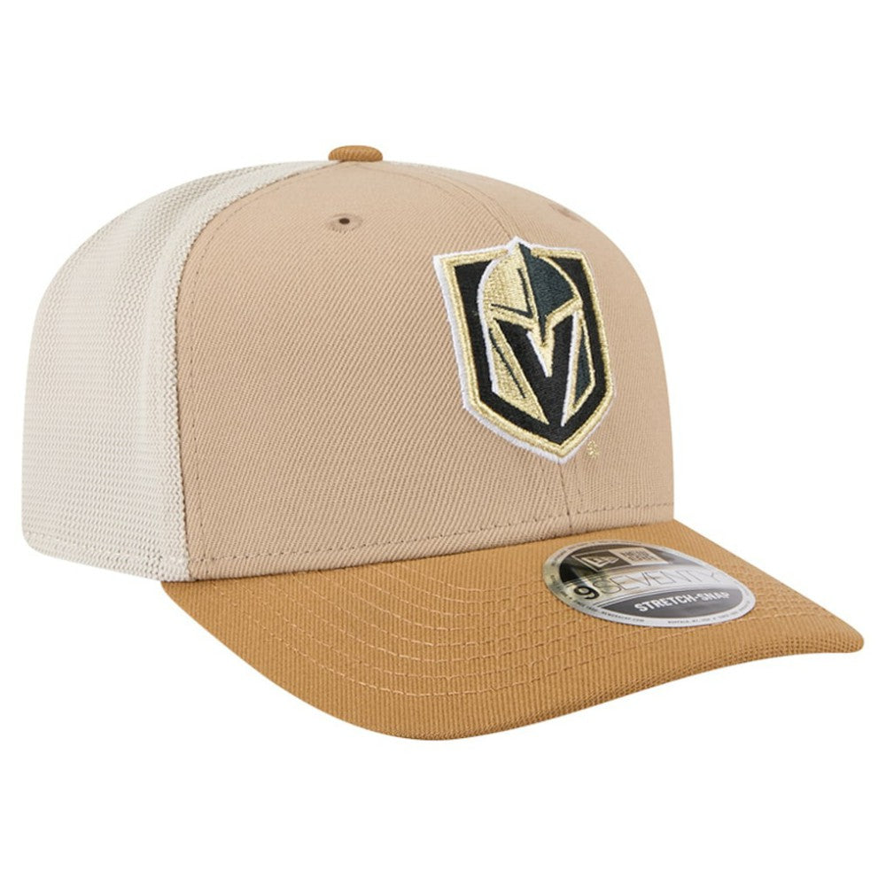 Vegas Golden Knights New Era Two-Tone Trucker 9SEVENTY Stretch Snap Adjustable Hat Tan/Light Brown