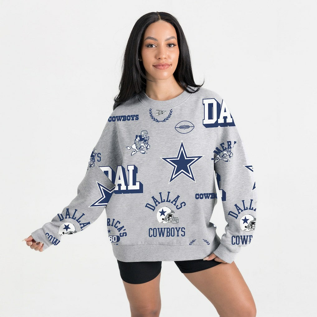 Dallas Cowboys Gameday Couture Women's Always On Repeat Fleece Sweatshirt - Heather Gray sale