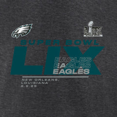 Philadelphia Eagles Women's Super Bowl LIX Quick Pass Long Sleeve V-Neck T-Shirt - Heather Charcoal discount
