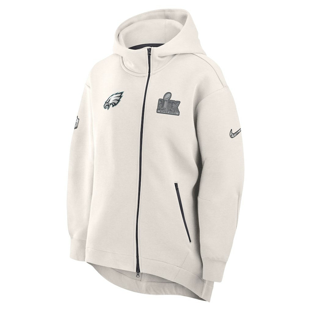 Philadelphia Eagles Women's Super Bowl LIX Opening Night Tech Fleece Full-Zip Hoodie - Cream | Nike discount