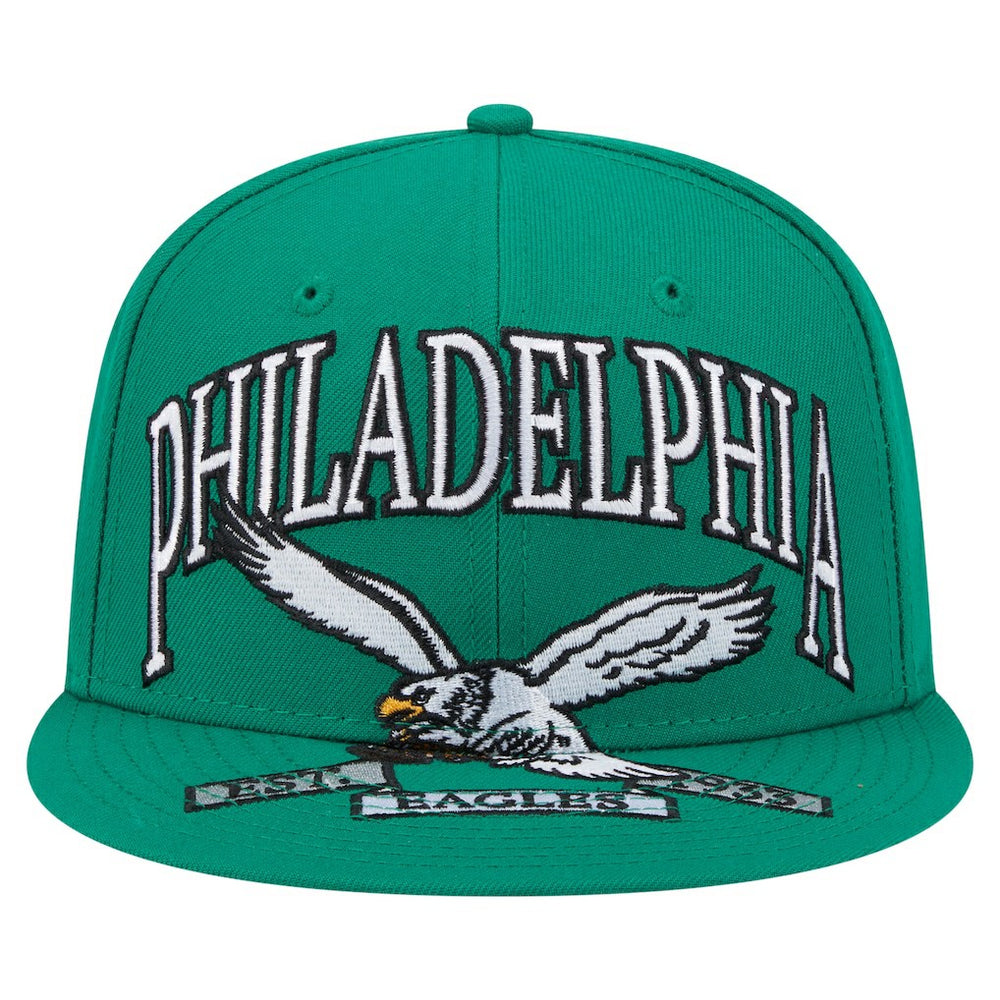 Philadelphia Eagles New Era Throwback Oversized 59FIFTY Fitted Hat - Kelly Green discount