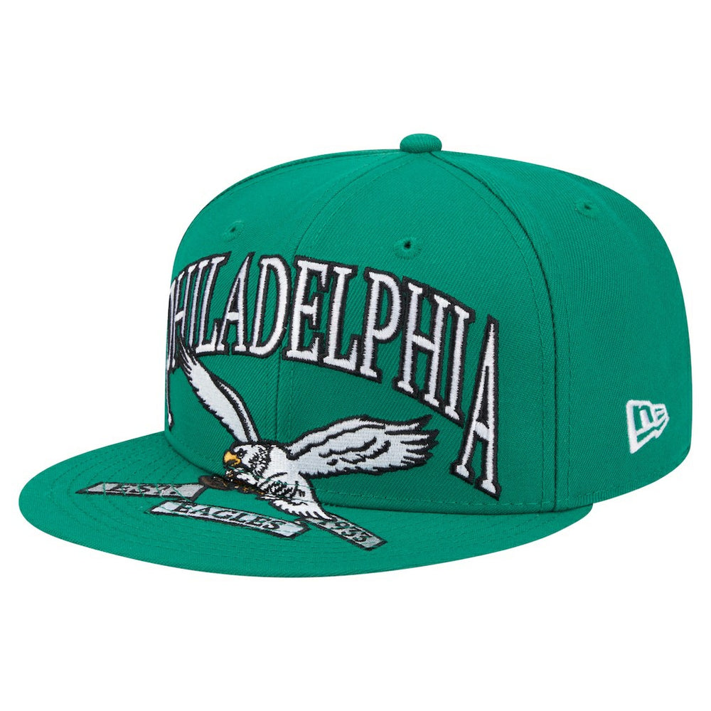 Philadelphia Eagles New Era Throwback Oversized 59FIFTY Fitted Hat - Kelly Green discount