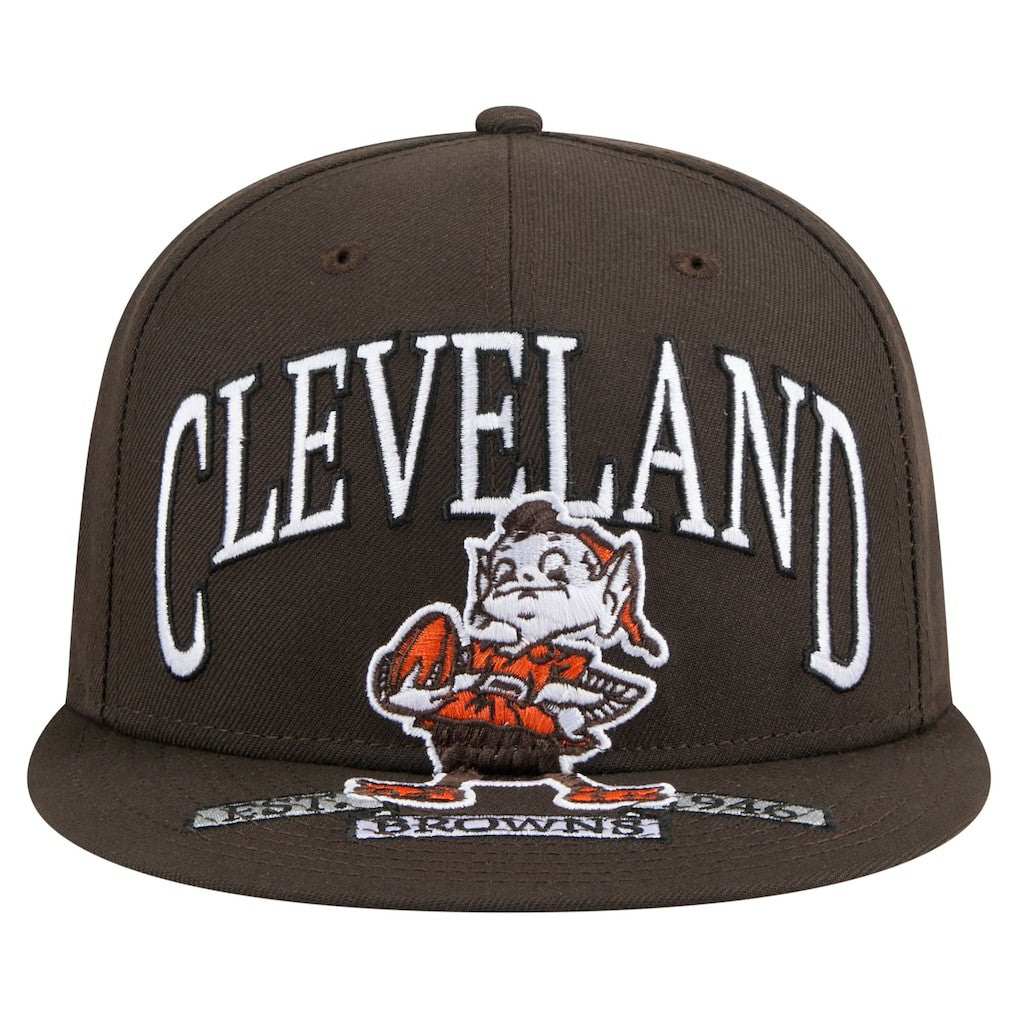 Cleveland Browns New Era Throwback Oversized 59FIFTY Fitted Hat - Brown sale