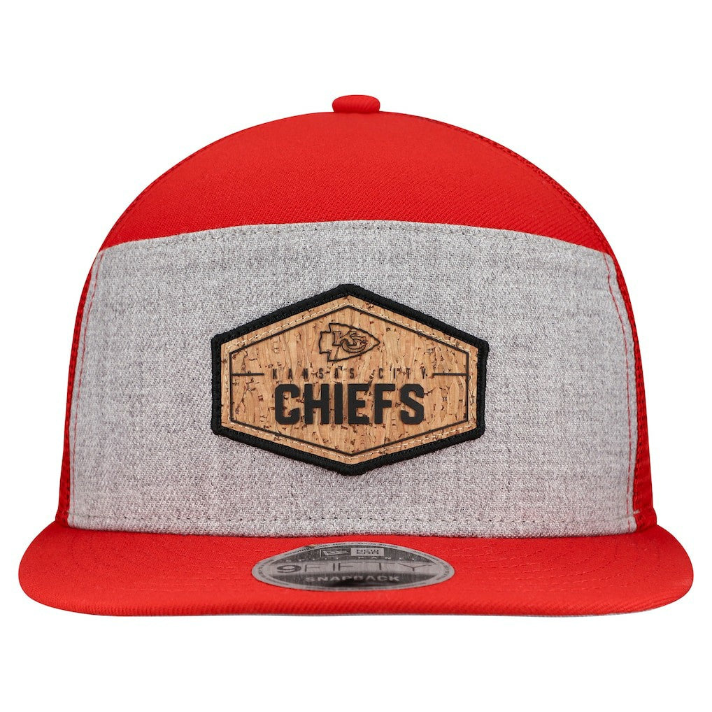 Kansas City Chiefs New Era Cork Split Panel 9FIFTY Trucker Snapback Hat - Gray/Red discount