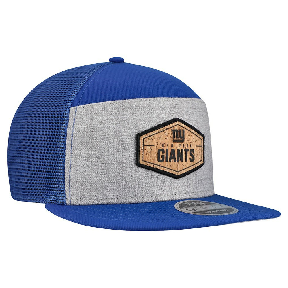 New York Giants New Era Cork Split Panel 9FIFTY Trucker Snapback Hat - Gray/Royal sale