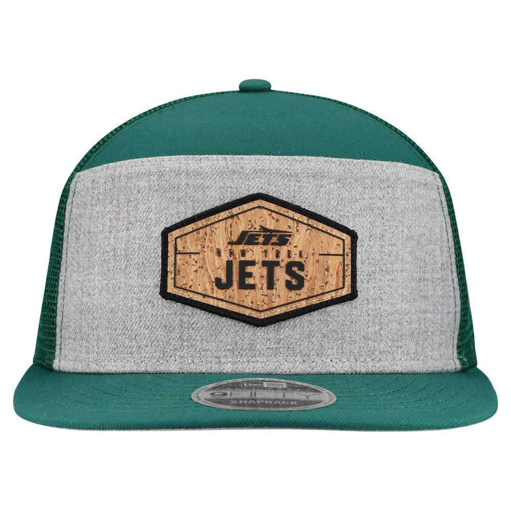 New York Jets New Era Cork Split Panel 9FIFTY Trucker Snapback Hat - Gray/Green cheap