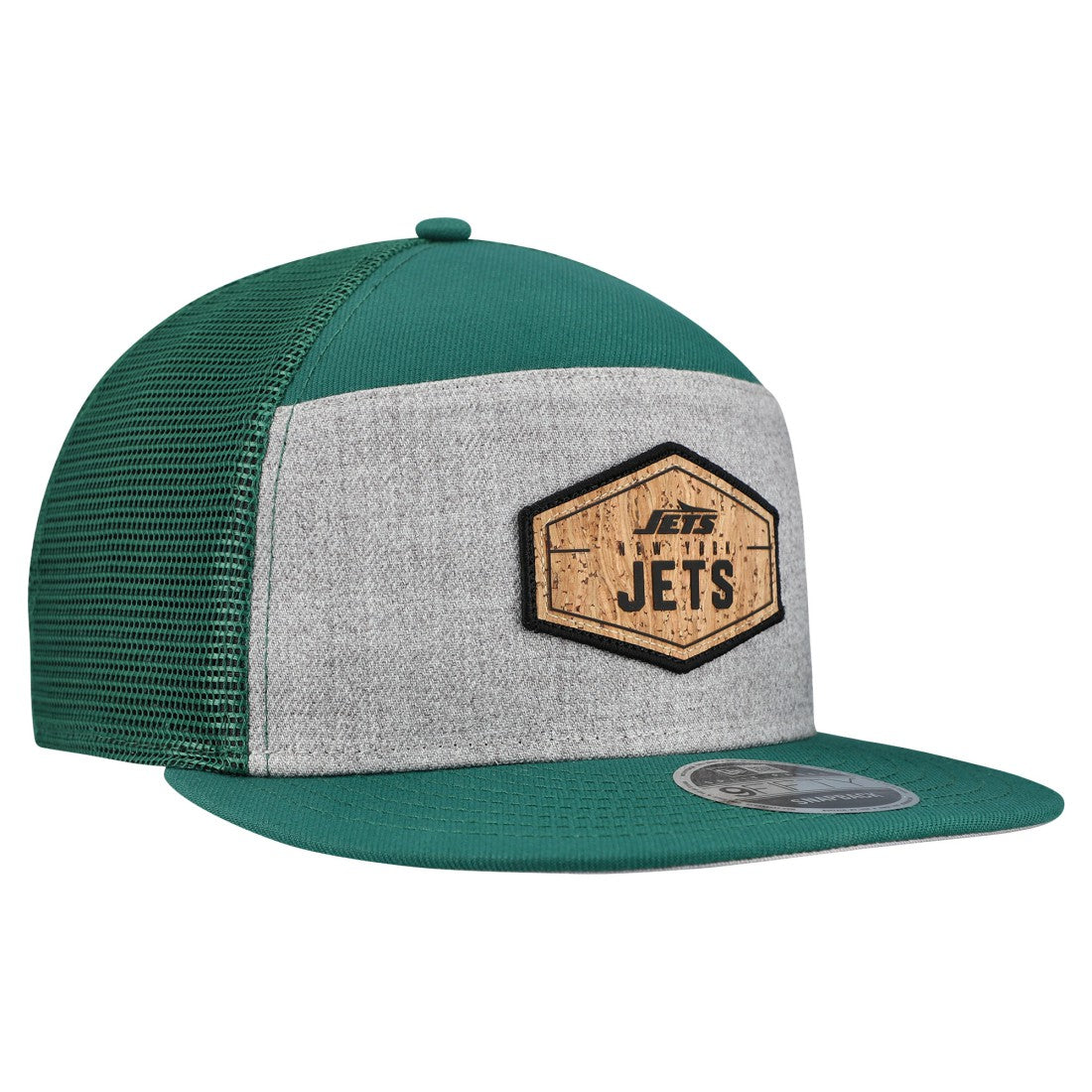 New York Jets New Era Cork Split Panel 9FIFTY Trucker Snapback Hat - Gray/Green cheap