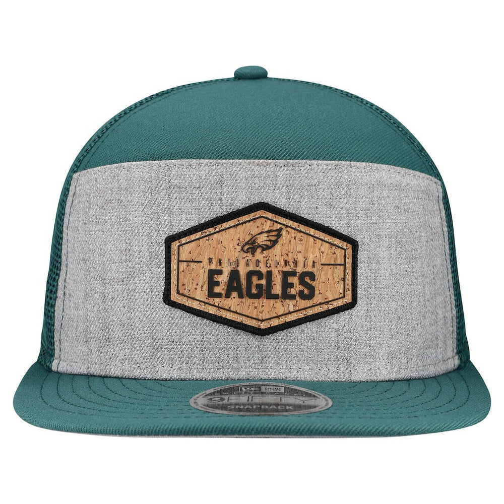 Philadelphia Eagles New Era Cork Split Panel 9FIFTY Trucker Snapback Hat - Gray/Midnight Green outlet