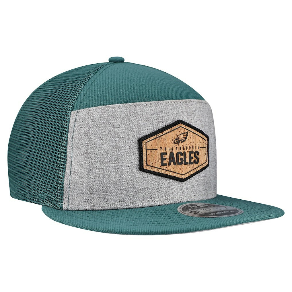 Philadelphia Eagles New Era Cork Split Panel 9FIFTY Trucker Snapback Hat - Gray/Midnight Green outlet