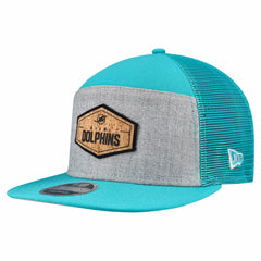 Miami Dolphins New Era Cork Split Panel 9FIFTY Trucker Snapback Hat - Gray/Aqua outlet