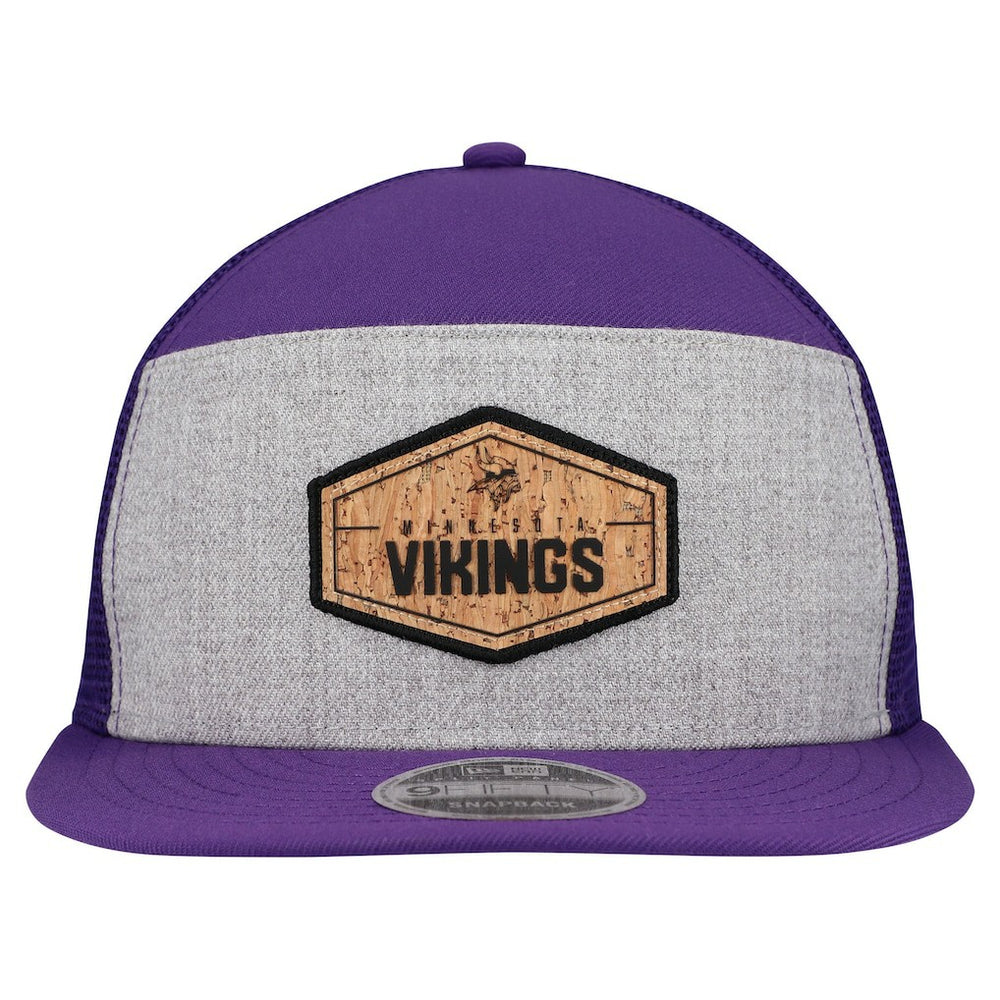 Minnesota Vikings New Era Cork Split Panel 9FIFTY Trucker Snapback Hat - Gray/Purple sale
