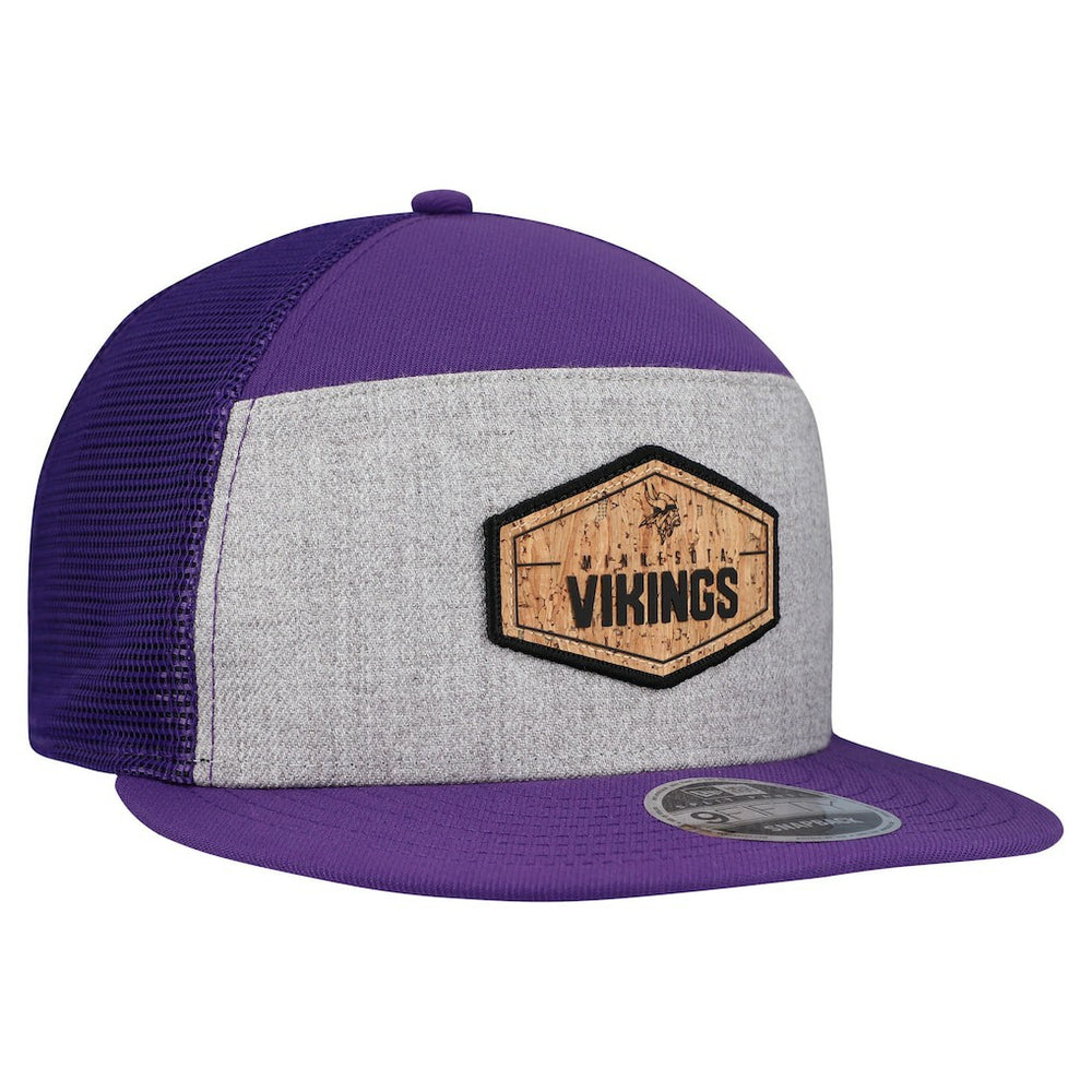 Minnesota Vikings New Era Cork Split Panel 9FIFTY Trucker Snapback Hat - Gray/Purple sale