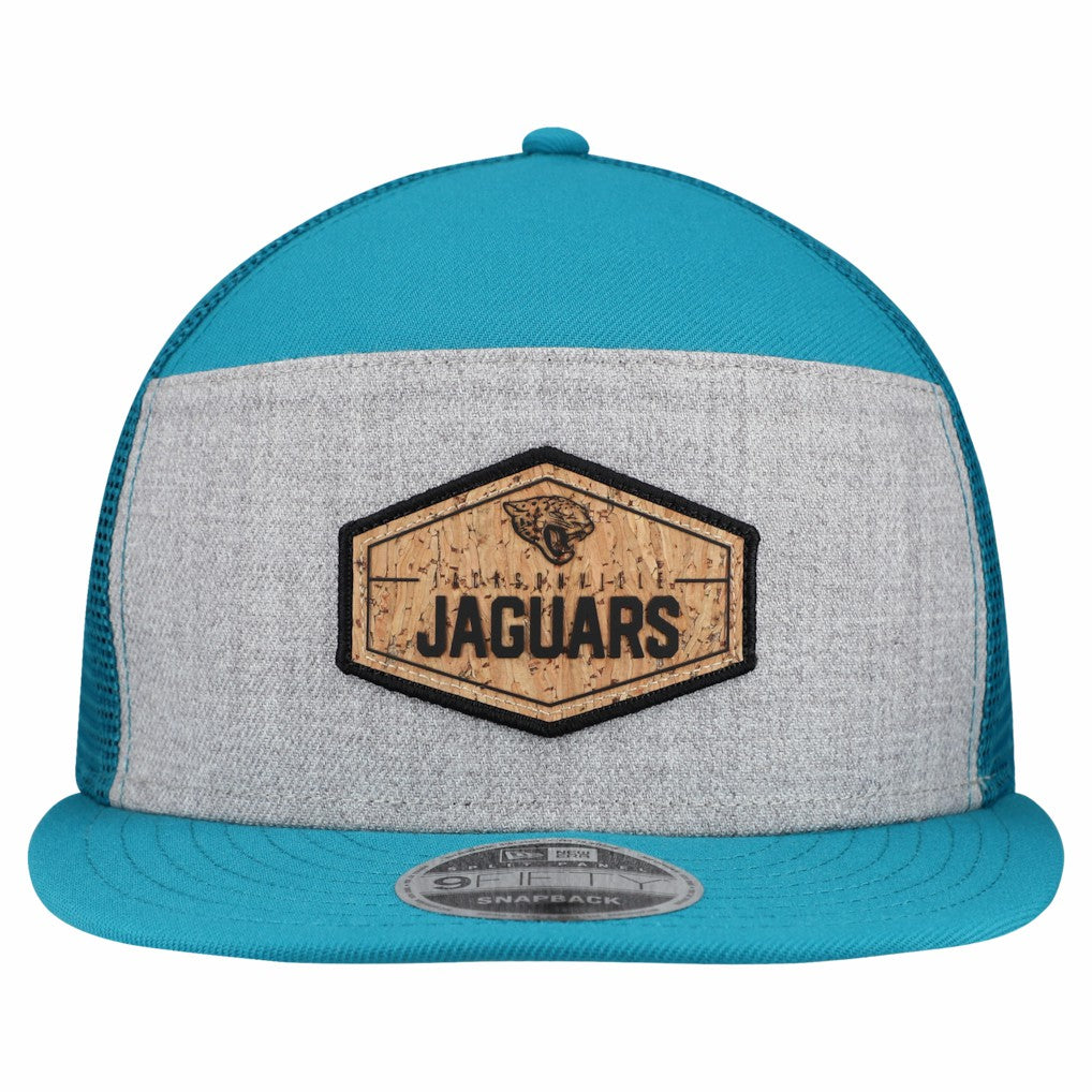 Jacksonville Jaguars New Era Cork Split Panel 9FIFTY Trucker Snapback Hat - Gray/Teal cheap