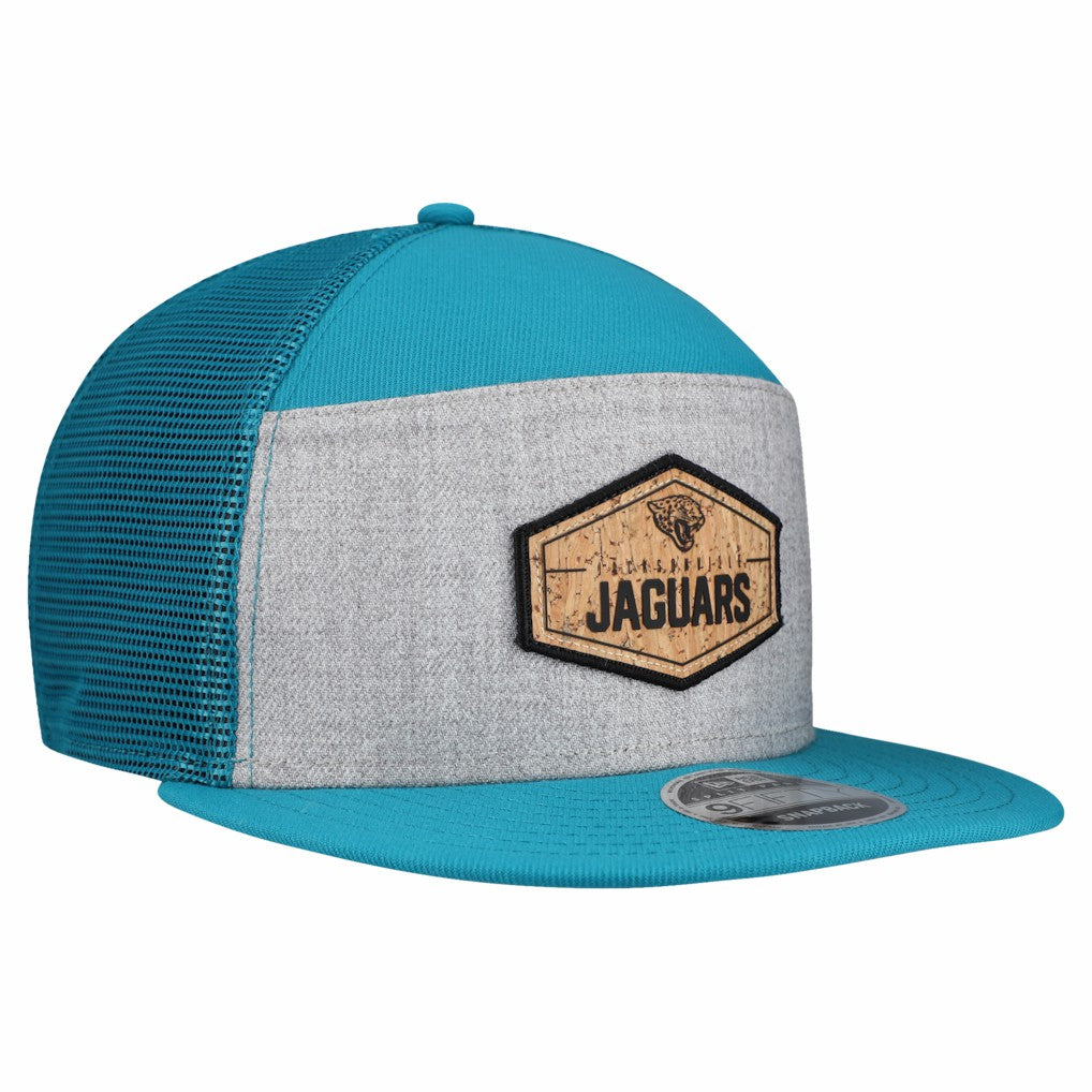 Jacksonville Jaguars New Era Cork Split Panel 9FIFTY Trucker Snapback Hat - Gray/Teal cheap