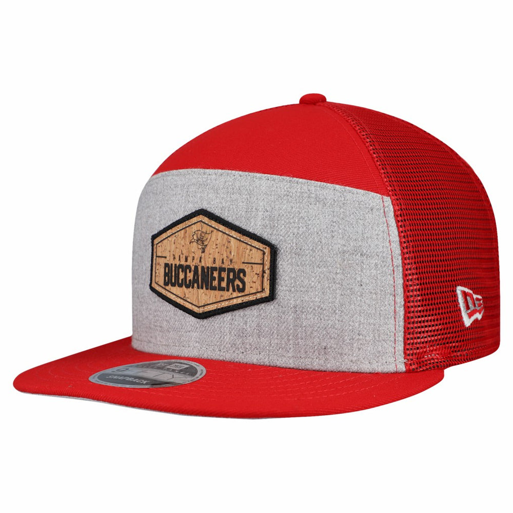 Tampa Bay Buccaneers New Era Cork Split Panel 9FIFTY Trucker Snapback Hat - Gray/Red on sale